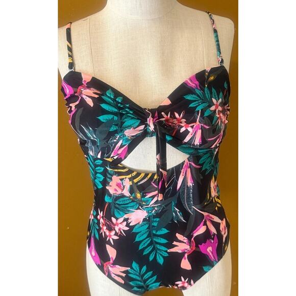 Old Navy One Piece Swimsuit Womens Large Multicolor Floral Spaghetti Straps - Picture 3 of 10